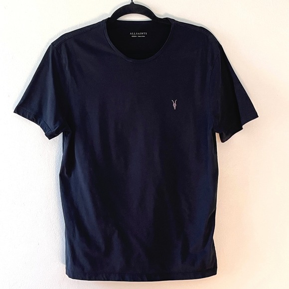ALLSAINTS Brace Tonic Crew Neck T-Shirt Mens M Black Logo Tee Basic Casual - Picture 1 of 10